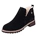 Produktbild MYMYG Damen Ankle Boots Chelsea Boots Vintage Frauen Runde Kappe Schuhe Flache Booties Hasp Wildleder Volltonfarbe Stiefel Flandell Freizeitschuhe Winterstiefel