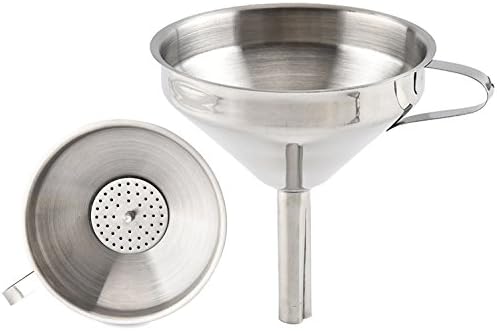 5.5-Inch Stainless Steel Funnel With Detachable Strainer/Filter for Cooking Essential Oils & Flask-Filling, Multipurpose Kitchen Funnel for Transferring of Liquid, Fluid, Dry Ingredients & Powder