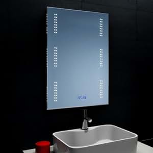 Neu ! Design Badezimmerspiegel Wandspiegel mit LED Beleuchtung und Uhr