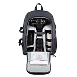 Multifunción Mochila Bolsa Impermeable Anti-choques de Cámara DSLR Réflex para Nikon Canon Sony Pentax Sony EOS 14 Ordenador con Cubierta de Lluvia para Viajes (Gris-02)