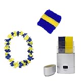 Fan- Paket für die Girls Sonia Originelli Fan-Paket Girls XS WM Fußball Hawaiikette Schminke Schweißband Farbe Blau-Gelb