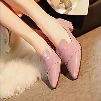 SHOESHAOGE Women'S Shoes Pu Spring Fall Comfort Loafers &amp;Amp; Slip-Ons Chunky Heel Pointed Toe For Casual Black Pink Wine,Pink,Us8 / Eu39 / Uk6 / Cn39