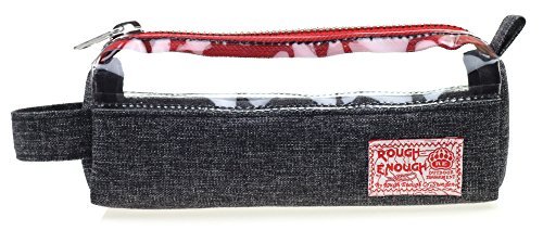 Rough Enough Premium algodón y Eco transparente Material en forma de cilindro tool Holder Papelería Bolsa de cosméticos lápiz caso bolsa (negro)