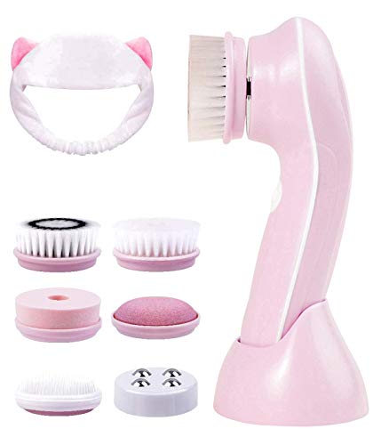 ZCOINS 6-in-1 Electric Facial Cleansing Brush with 6 Brush Heads, Waterproof, Exfoliating & Blackhead Removing, Deep Cleansing, Massaging