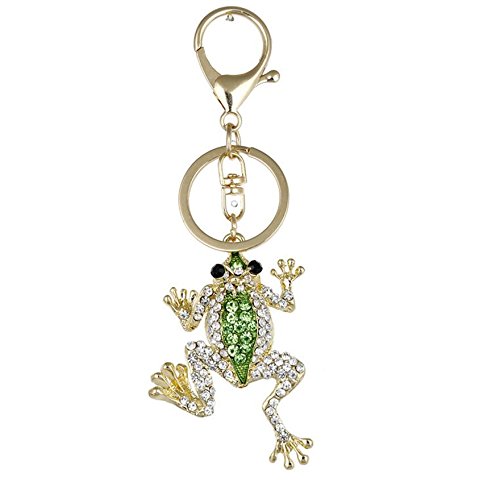 Preisvergleich Produktbild WEILIVE Cartoon Frosch Schlüsselanhänger, Strass-Schlüsselanhänger, Tasche, Handy, Anhänger (grün)