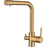 VALAZ Kitchen Taps Brushed Gold Sink PVD Protection | Osmosis 3 Way Tap | High Pressure, Single-Handle, 360&deg; Rotate, Water Sa