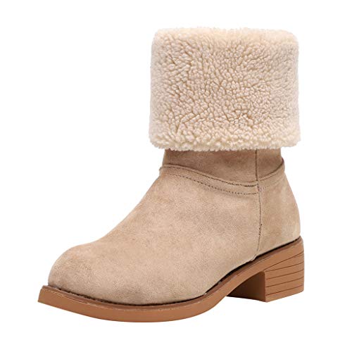 Preisvergleich Produktbild LILIHOT Damenstiefel Winterschneestiefel Mittelwaden Flock Zipper Bootie Cowboy Warme Schuhe Warm Gefütterte Schneestiefel Winterschuhe Winter Kurzschaft Boots Schuhe
