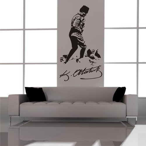 Wandtattoo Atatürk Unterschrift Imza Mustafa Kemal Türkiye Türkei (Schwarz, M / 100 x 60)