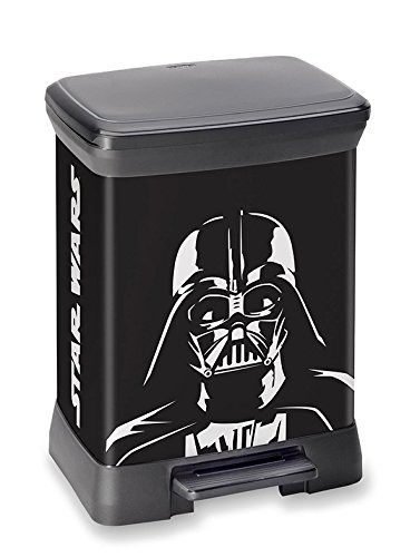 Curver 225909 Star Wars Metall/Kunststoff schwarz rechteckiger Treteimer, 30 Liter 39 x 29 x 51 cm