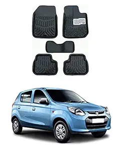 AUTO SNAP Plastic Premium 3D/4D Car Floor Foot Mats Compatible for Maruti Suzuki Alto 800 (Black)