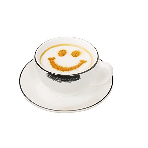Wady 8 Dekoschablonen Kaffee Schablone Cappuccino Verzierer 1 Stück Schokolade Shaker Kakaostreuer - 7