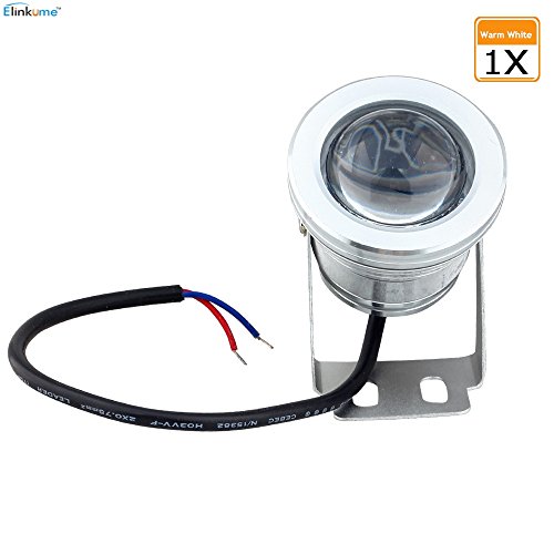ELINKUME 1er-Pack LED Warmweiß 10W Flugzeug-Aluminium IP65 wasserdicht LED-Licht für Aquarium Fountain Pool Brunnen Teich im Freien 12V