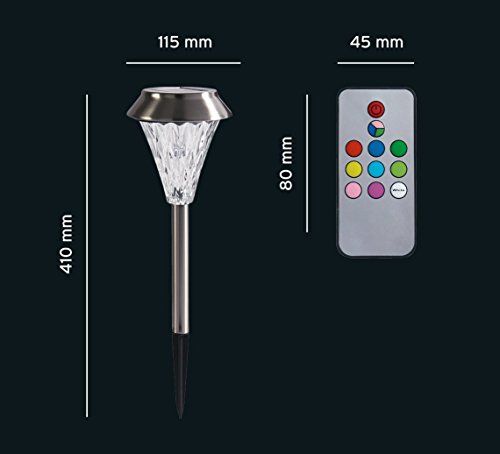 Wetterfestes 4er Set Solar Leuchten mit Fernbedienung – Solar Lampen Set Garten Solar Leuchten Set LED Edelstahl XL Sternenoptik Solar Lampe LED mit Effekten Wegeleuchte Edelstahl Motiv Lampe wetterfest (4er mit Fernbedienung) - 8