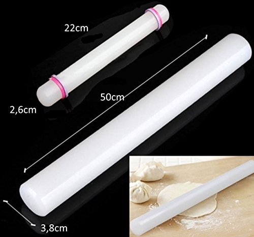 Profi Set Ausrollstab 50 cm + 22 cm + 62x42cm GRÜN Silikon Rollmatte STAR-LINE® Mit Anti-Haft beschichtet und erleichtert das saubere Arbeiten – Fondant-Rolle-Matte Teigrolle Backmatte Tortendeko Rollstab - 3