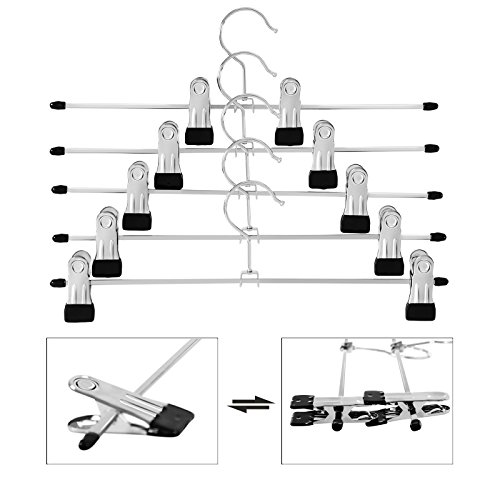 Songmics 20 Stück Anti-Rutsch Hosenbügel Metall Kleiderbügel Rockbügel 31 x 10,5 cm – verchromt CRI003-20 - 5
