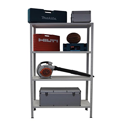 Regal Steckregal weiß Metall 200x100x50cm Regalsystem Steckregalsystem 4 Metall-Böden Traglast 280kg einfache Montage durch Stecksystem kein Verschrauben Schulte - 3