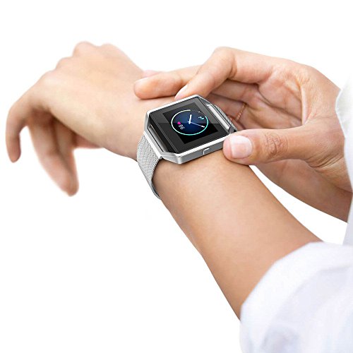 Fitbit Blaze Frame + Armband (5,9-9,4 Zoll), Swees Milanaise Edelstahl Replacement Wrist Band Strap Watchband Uhrenarmband mit Magnet-Verschluss und Metallrahmen für Fitbit Blaze Smart Fitness Watch - 8