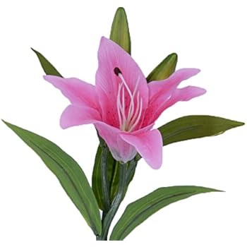 Lameida 5pcs Fleurs Artificielles Branche Unique Fleur De Lys Bouquet De Fleurs Bouquets De Mariage Décoration Intérieure Rouge Clair 37cm