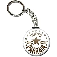 Cadeau PARRAIN Super Parrain Porte clés chaînette 38mm ( Idée Cadeau Baptême Communion Noël )