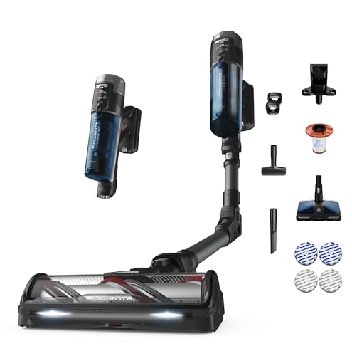 Rowenta X-Force Flex 12.60 Neo, Aspirapolvere Lavapavimenti, Scopa Elettrica Senza Fili con Regolazione Automatica della Potenza, Display, Autonomia Fino a 60 Minuti, 150 AirWatt, RH9LC0