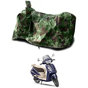 VVM Bike Body Cover for TVS-Jupiter-Classic UV Protection Dustproof & Water Resistant (Green Multijungle)