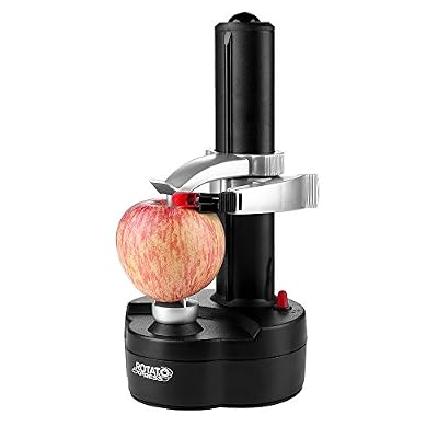 Uten Éplucheur Électrique Automatique pour Légumes Fruits Pommes de Terre Épluche Pommes de Terre Professionnel Peeler Pèle Pommes avec Chargeur Adapteur - Noir
