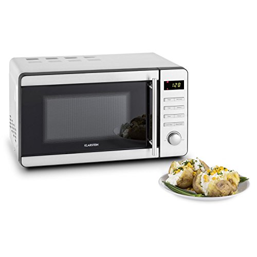 Klarstein Stella Prima Mikrowelle Mikrowellengerät mit Grill (800 Watt, Grillfunktion 1000 Watt, 20 Liter Garraum, 5 Programme, Timer, Kindersicherung, LED-Display) silber - 4