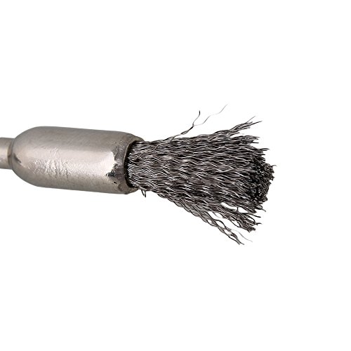 cnbtr 6MM Silber Edelstahl Pen Form End Pinsel Drahtbürste-Bohrer Ende Schaft 10 Stück, Silber - 5