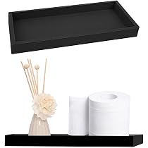 2 Plateaux Salle De Bain En Silicone – 30x12,5 Cm Et 20x10 Cm, Noir, Rangement Comptoir Et Déco