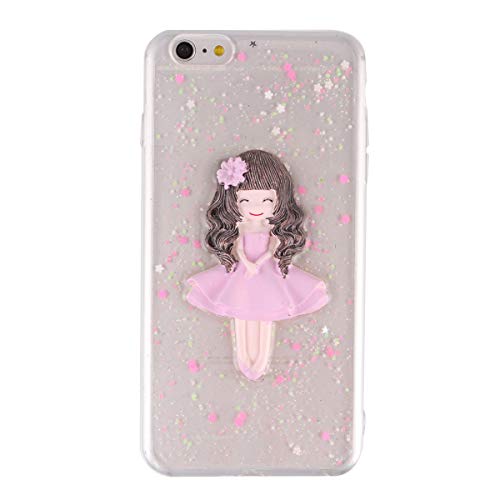 Preisvergleich Produktbild ibasenice Nettes Schnee-Mädchen-Muster-schützendes Telefon-Abdeckung Kratzfestes stoßfestes Glitter-Silikon-Telefon-Kasten für iPhone 6 Plus / 6S Plus (Rosa)