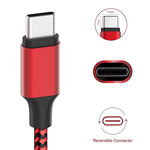 Avoalre Type C 2.0 Kabel Ladekabel USB 2.0 Type C Datenkabel für Alle Type C Geräte G G5/Lite/G5 SE,Google Nexus 5X,Microsoft Lumia950/950XL,Huawei P9/plus,Nexus 6p,Oneplus 2,HTC10,Huawei Honor V8 usw 2Pack 2M ( Schwarz mit Rot) - 2