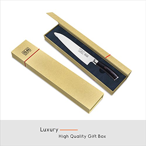 Küchenmesser Professionelle Kochmesser 20cm Allzweckmesser Hochgekohlt Edelstahl Messer Komfort Pakka Holz Griff - 7