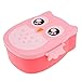 Produktbild Brotdose Mit trennwand Kinder 2 Fächer Brotbox Ausflug Lunchbox Apfel Dose Cartoon Eule Bento Box leicht tragbar Frühstücksbox für Kindergarten Schule Picknick (Rosa)