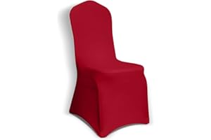 Kapwall 12 PCS Red Chair Covers, Spandex Stretch Washable Chair Covers for Wedding,Party and Banquet