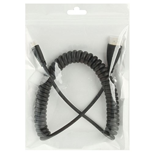 HDMI Kabel, Version 1.4, Gold überzogenes Micro HDMI-Stecker auf HDMI-Stecker Spiralkabel, Unterstützung 3D / Ethernet, Länge: 60cm - 3