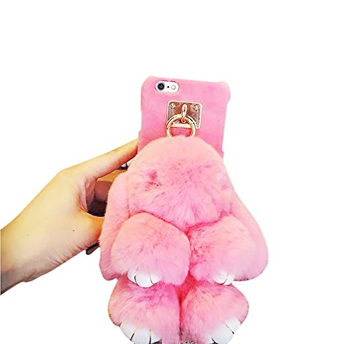 Preisvergleich Produktbild Rubility®Nette einzigartige Iphone6, Iphone6s, Iphone6 Plus, Iphone7, Iphone7Plus Abdeckungs-Fall mit toten Kaninchen-Plüsch-Verzierungen (iPhone 7Plus, Rosa)