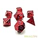 Produktbild Bescon 7pcs Set Heavy Duty Metal Dice Set Glossed Color of Wine, Colorful Solid Metallic Polyhedral D&D Dice Set Wine Red with Royal Blue Numbers, Metal RPG Role Playing Game Dice Set