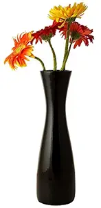 WOODENCLAVE Ceramic Flower Vase Pot (Standard, Black)