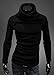 DJT Men Stylish High Collar Slim Fitted Long Sleeve Casual Pullover Top Sweater Sweatshirt Shirt Black X-Large