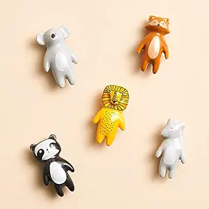 UULU 5Pcs Cute Animal Knobs Kids Handles Ceramic Knobs Childrens Room Door Cupboard knobs Lovely Cabinet pulls Drawer knob for Kids, with Screws