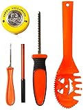 Heitmann Deco Halloween Kürbis Schnitzset 14-tlg. - Horror Schnitz-Werkzeuge - Herbst Deko Vorlagen und Aussen LED-Licht - für Kinder