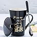 Produktbild Creative Cute Ceramic Trend Mark Water Cup Couple Men and Women Household Personality Coffee Milk Cup with lid Spoon, Mouse Shiny Black