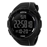 Herren Uhren,luoluoluo Luxus Herren Analog Digital Militär Armee Sport LED Armbanduhr, Smart Watch, wasserdicht, mechanische Sportuhren, Digitaluhr, elektronische Uhr 3001F (Schwarz)