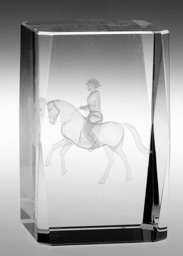 Preisvergleich Produktbild Echt Glaskristal 3D, eckig -Dressurreiter