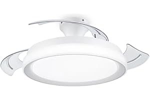 Philips Ventilador de Techo Bliss con luz LED 28W, motor DC (35W), aspas retráctiles, color Blanco, 3 temperaturas de luz, Mando Incluido, Modo Invierno/Verano, (versión 2024)