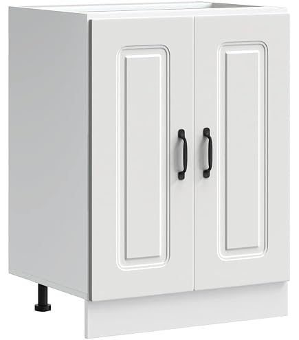 Armadio Da Cucina Per Forno 60x46x81.5 Cm – Bianco, Legno Multistrato, Con 2 Ante E Ripiani