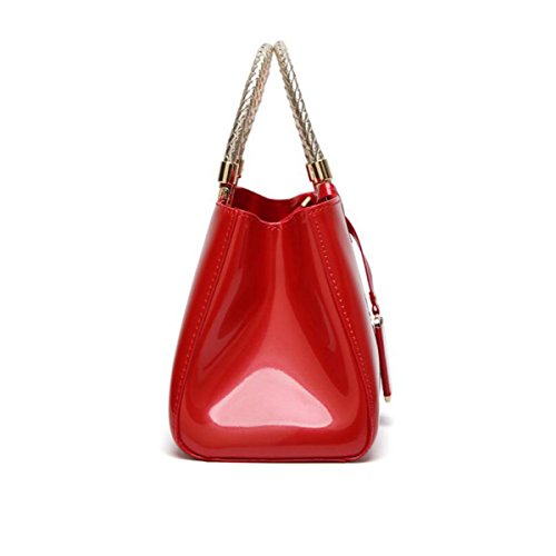 Damen-Tasche Mode Leder Lackleder Handtasche Umhängetasche Exquisite Reißverschluss Luxus Blue