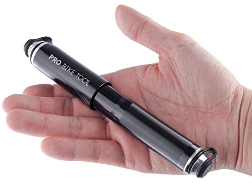 Mini Fahrradpumpe. Hoher Druck, zuverlässig, kompakt & leichte Rahmenpumpe. Für Presta und Schrader Ventile ohne umzustellen. Beste Qualität und Leistung. Handpumpe für Rennrad, Mountainbike Fahrrad & BMX-Reifen. Lebenslange Garantie. (schwarz) - 2