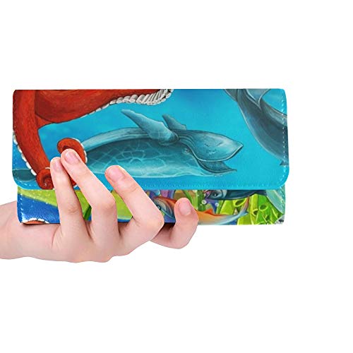 Preisvergleich Produktbild Einzigartige benutzerdefinierte Korallenriff Kinder Frauen Trifold Wallet Lange Geldbörse Kreditkarteninhaber Fall Handtasche