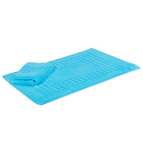 2-Telige Badvorleger Duschvorleger Duschvorlage Frottee Sparset | 50x80 cm Türkis | etérea Carli | 850 g/m² 100% Baumwolle Qualität | Badematte Badteppich passende Frottierserie erhältlich
